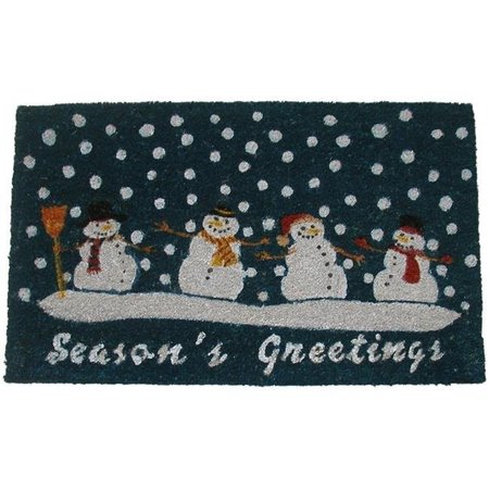 GEO CRAFTS Geo Crafts G157 Seasons Greetings 18 x 30 in. PVC Backed Coir Snowmen Doormat G157 SEASONS GREETINGS